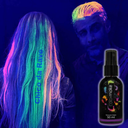 Spray roxo fluorescente para cabelo